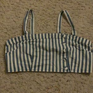 Forever 21 stripped crop top  1x - blue and white